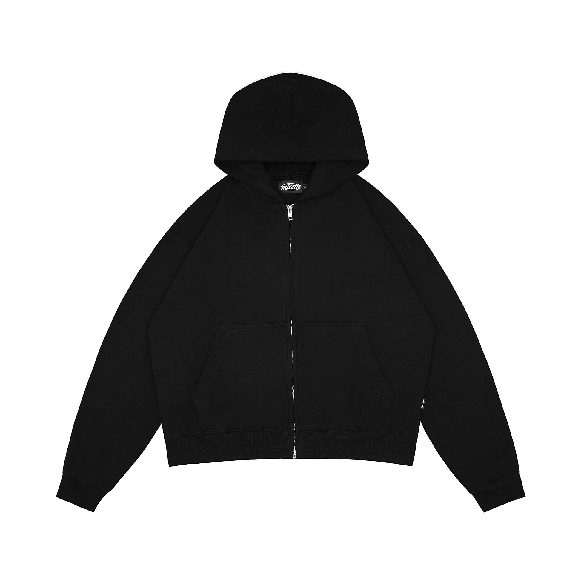 Prosty Black Boxy Zip Hoodie