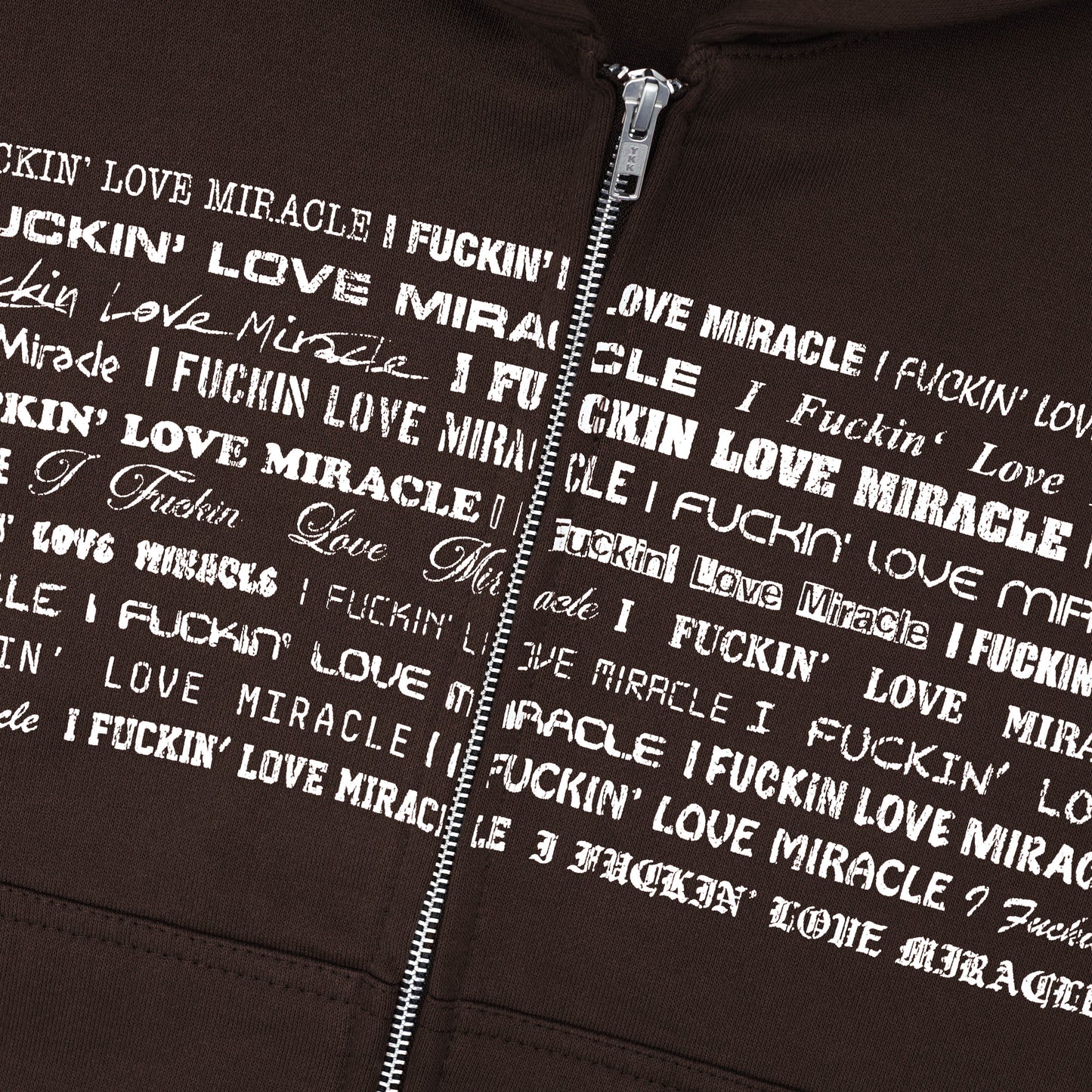 Domme Brown Boxy Zip Hoodie