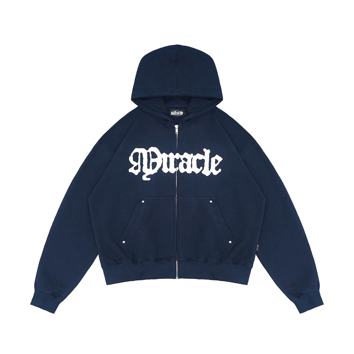 Bomsen Navy Boxy Zip Hoodie