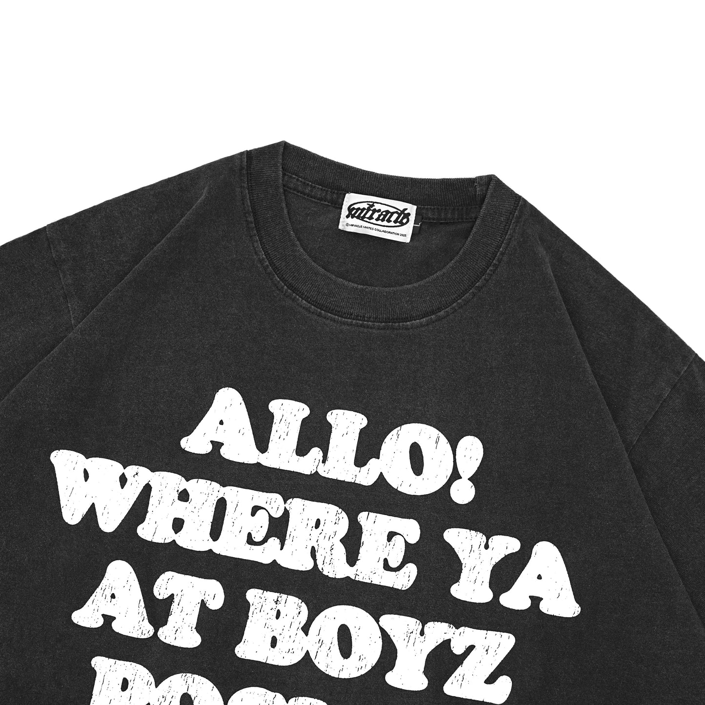 Miracle Mates - Allo Black Wash T Shirt Collaboration K3BI