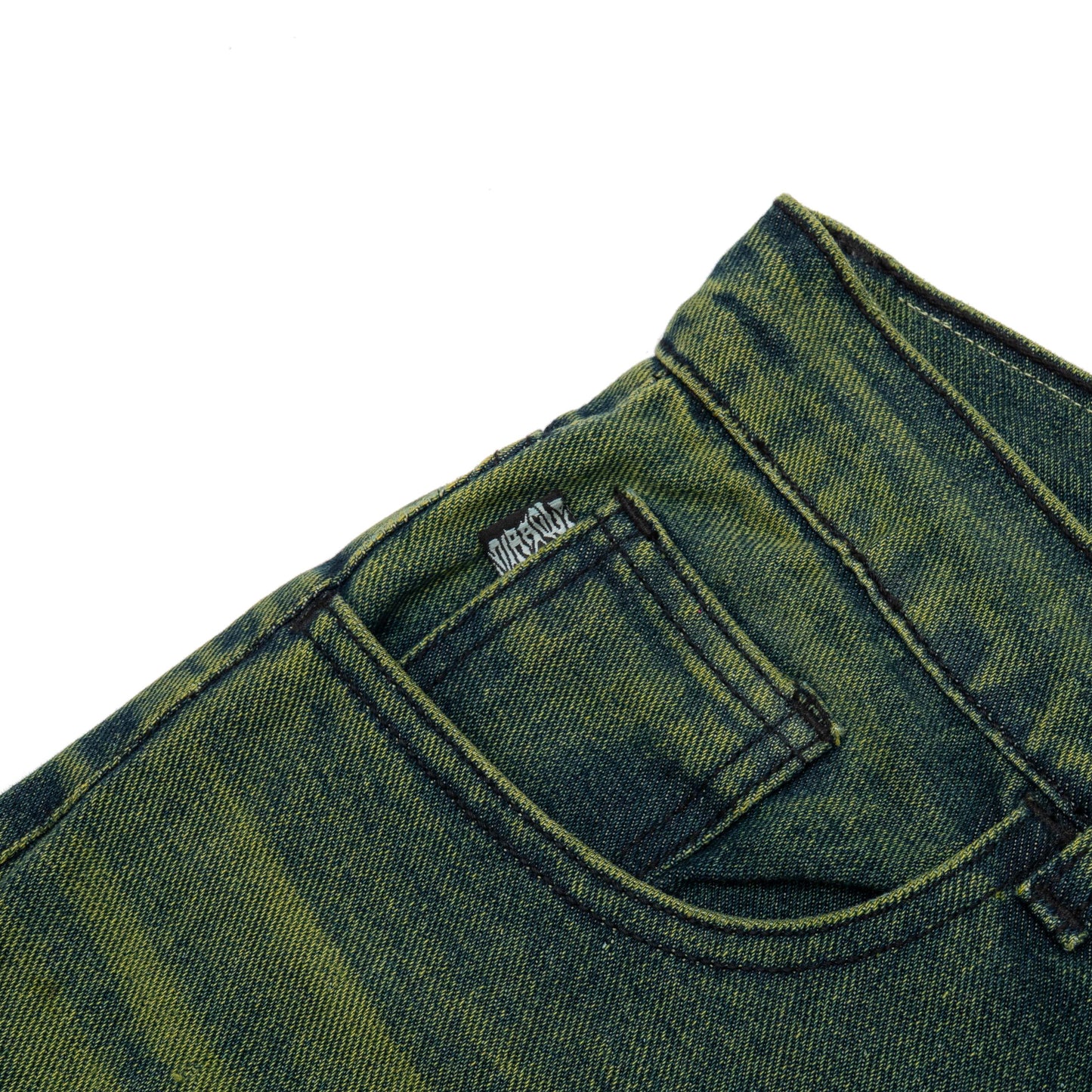 Spades Green Busted Denim Loose Baggy Pants