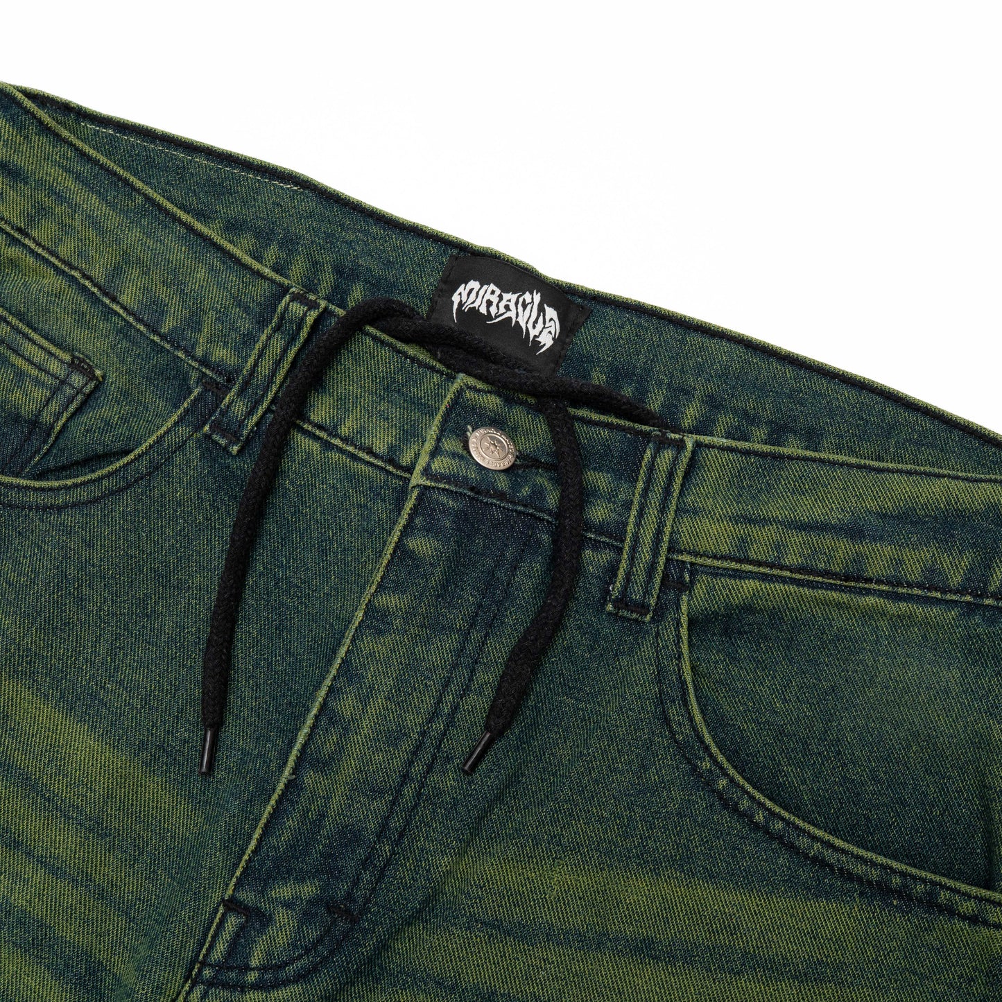 Spades Green Busted Denim Loose Baggy Pants