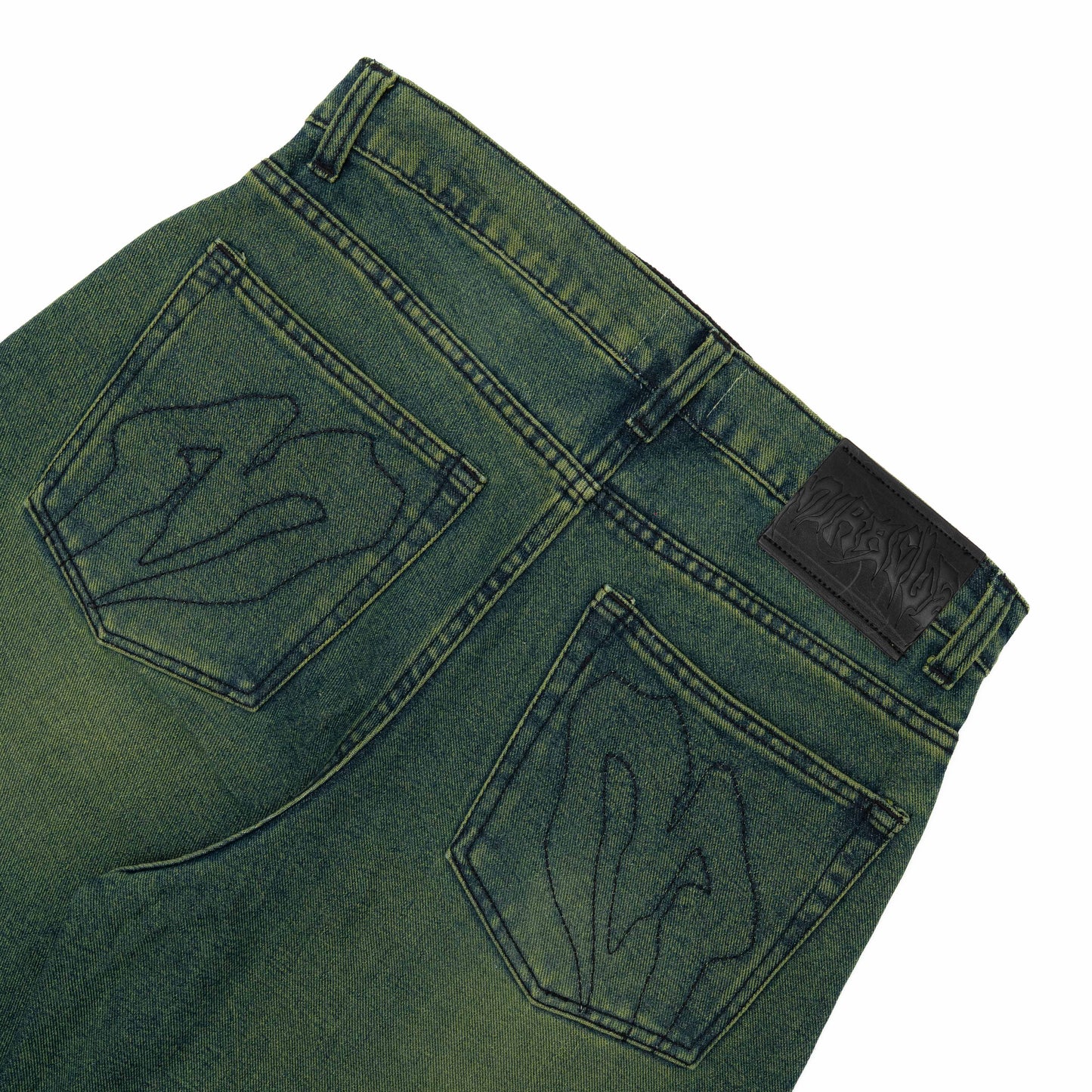 Spades Green Busted Denim Loose Baggy Pants