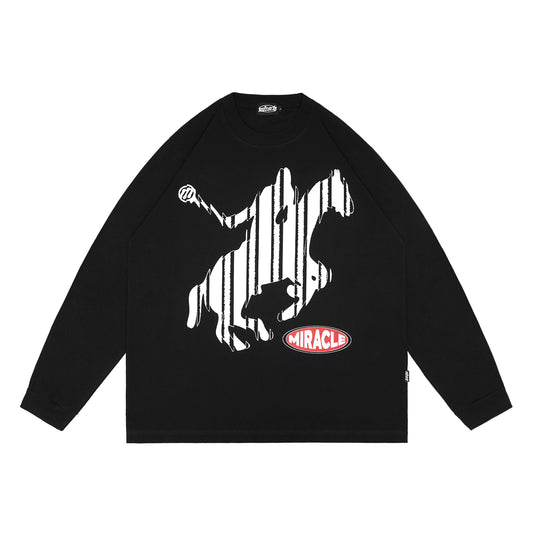 Miracle Mates - Katmain Black Longsleeve Oversized T Shirt