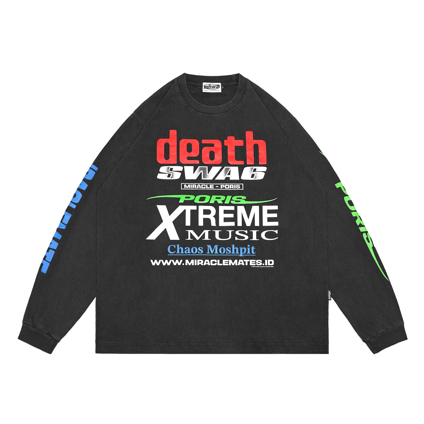 Miracle Mates - Rodeo Black Wash Longsleeve T Shirt Collaboration Poris