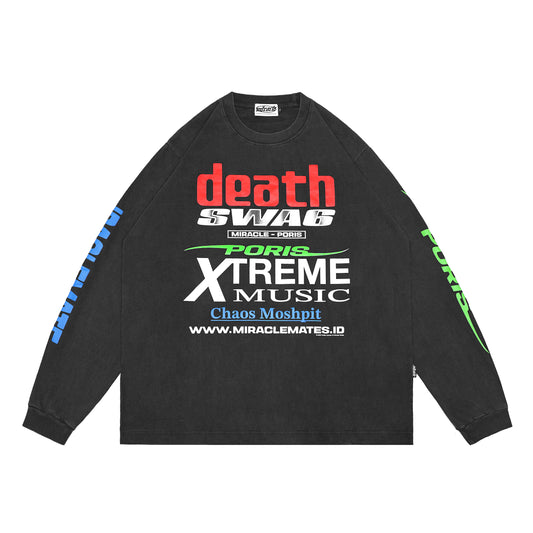 Miracle Mates - Rodeo Black Wash Longsleeve T Shirt Collaboration Poris