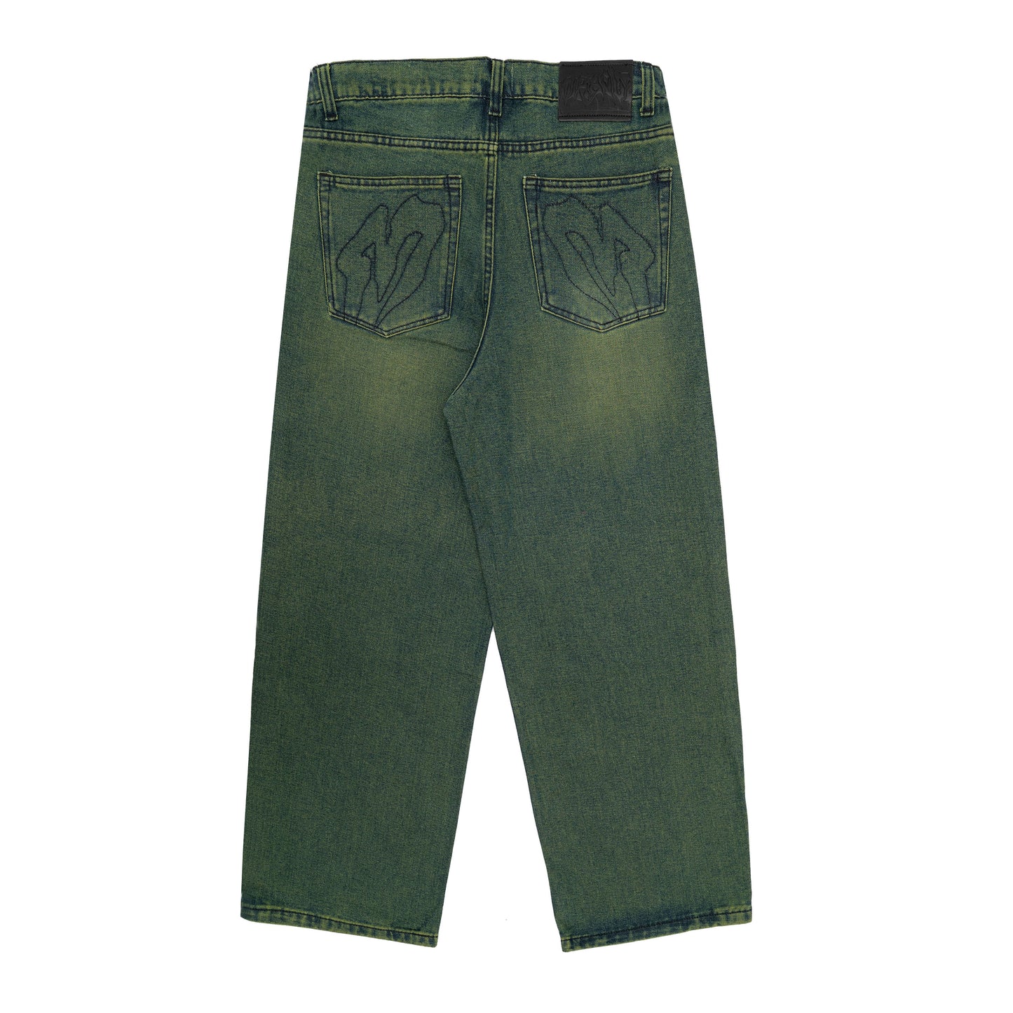 Spades Green Busted Denim Loose Baggy Pants