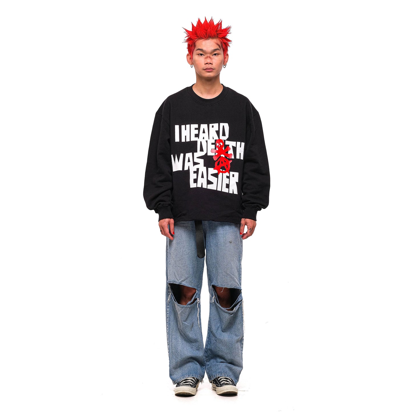 Miracle Mates - Dreary Black Raw Cut Crewneck